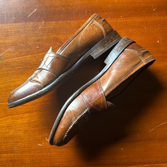 PRICE DROP ITALIAN Johnston Murphy Cellini Loafers 10.5 Brown Leather Shoes Mens - Picture 3 of 8